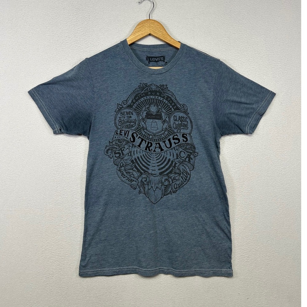 Heritage Americana Levi Strauss Mens Medium Blue Graphic Short Sleeve T-Shirt